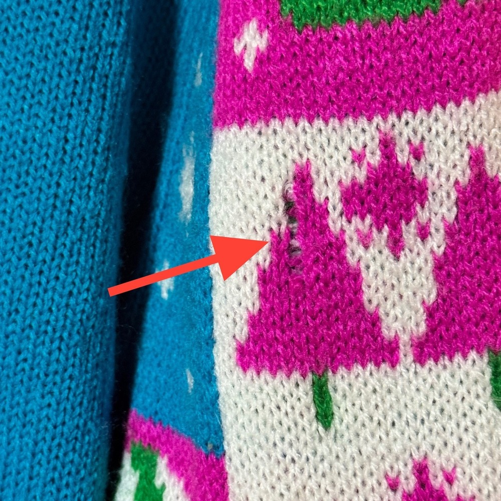 Party Sweater Dec. 25th Ugly Christmas Sweater Teal / Pink Size Unisex Medium - Picture 5 of 11